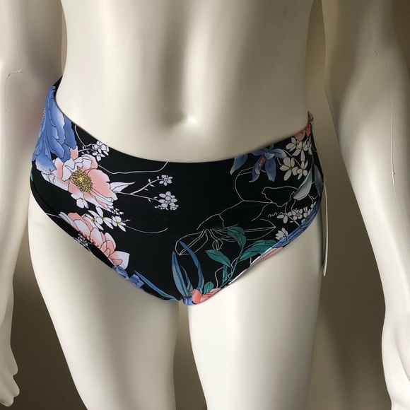 Bikini High Waist Bottom Strapless Top Floral Bikini Tropical Bikini Small New - Picture 3 of 8